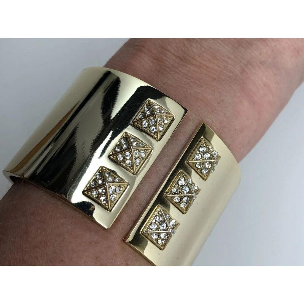 Victoria’s Secret Scandalous Hinged Cuff Bracelet Gold Tone Rhinestone